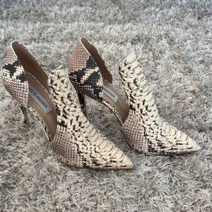Steve Madden Cream and Brown Snakeskin Heels